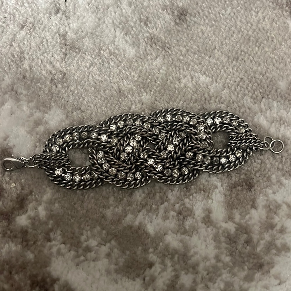 Stella & Dot metal crystal braided bracelet